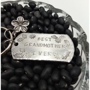 "Best Grandmother Ever!" Hand Stamped Keychain Great gift idea!‎